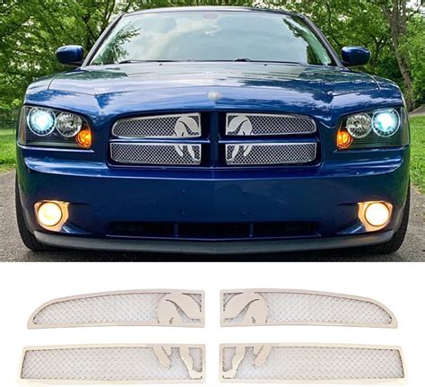 Front Chrome Main Upper Symbolic Overlay Mesh Grille For 05 